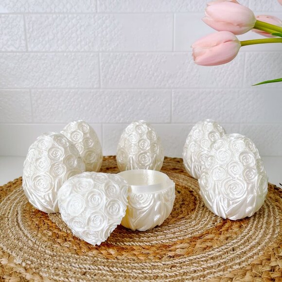 Rose-Covered Easter Eggs – Handcrafted Party Favors, Spring Decor, Wedding Gifts - Picture 1 of 12